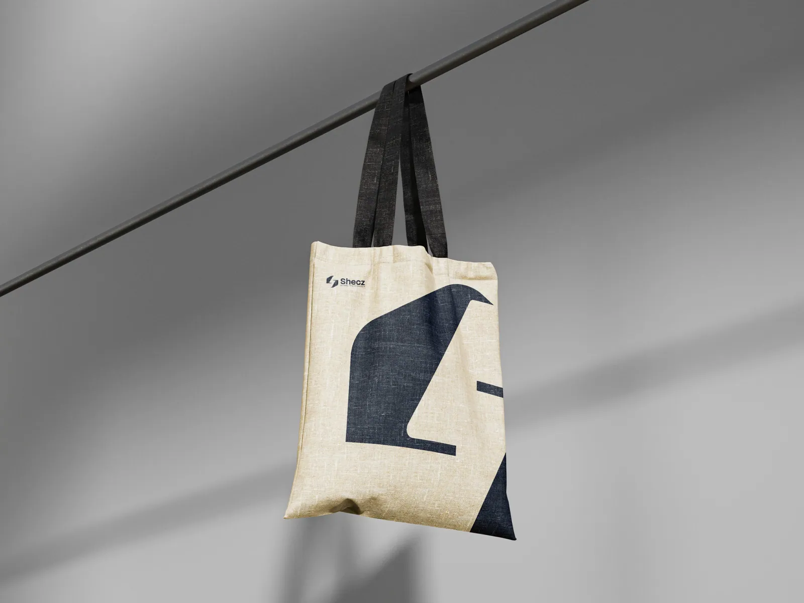 Subtle cotton tote bag printing representing carbon-neutral values.